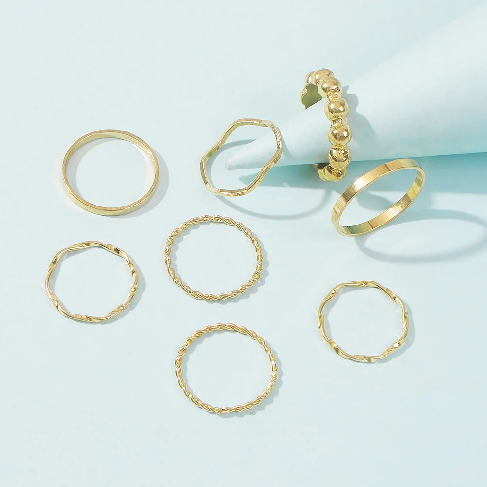 

Fashion ring creative new joint ring female twist wave geometric temperament simple set gift hip hop R0300