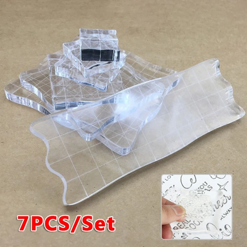 

7 Pcs Crystal Acrylic Transparent Board For Clear Stamps Scrapbooking Craft Seal Block Photo Album Plexiglass Accessories
