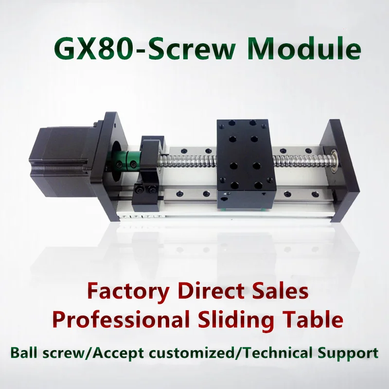 

Customized GX80 900mm Effective Stroke 1204 1605 1610 Ballscrew 12mm 16m Linear Motion Guide Stage Moulde Rail WITHOUT MOTOR