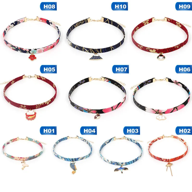 Japanese Retro Crane Cherry Tassel Choker Dark Red Personality Neck Band Collar Chain Jewelry Accessory Gift | Украшения и