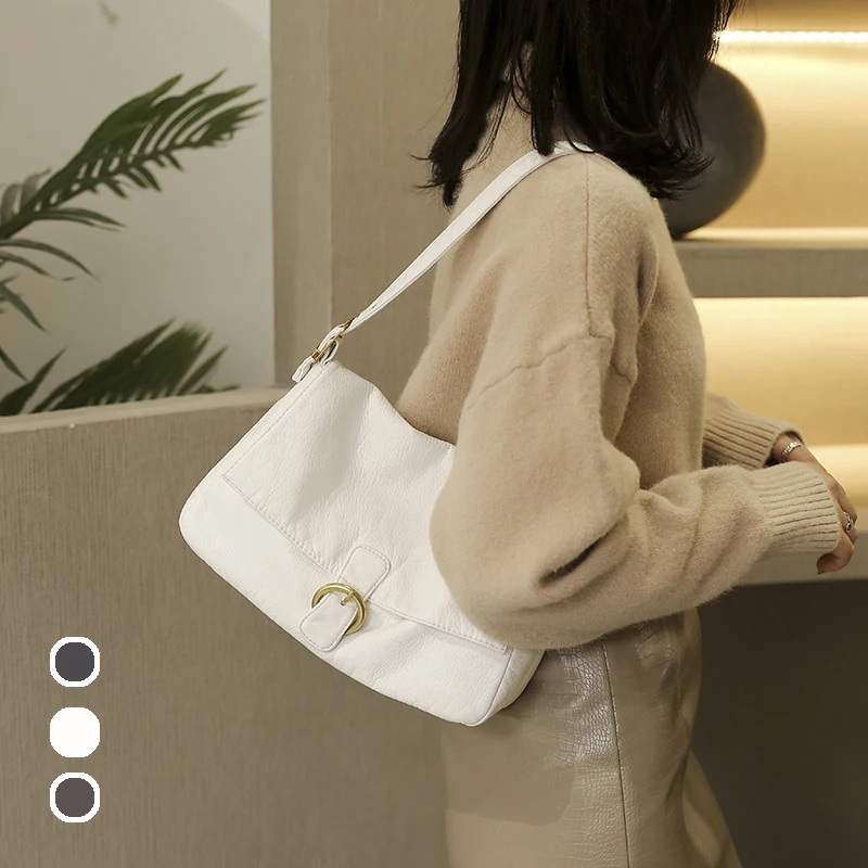 

Synthetic Leather Shoulder Bags Solid Top Handle Bags Retro Shoulder Bags Korean Style Crossbody Bags Fashion Belt Shouder Bags