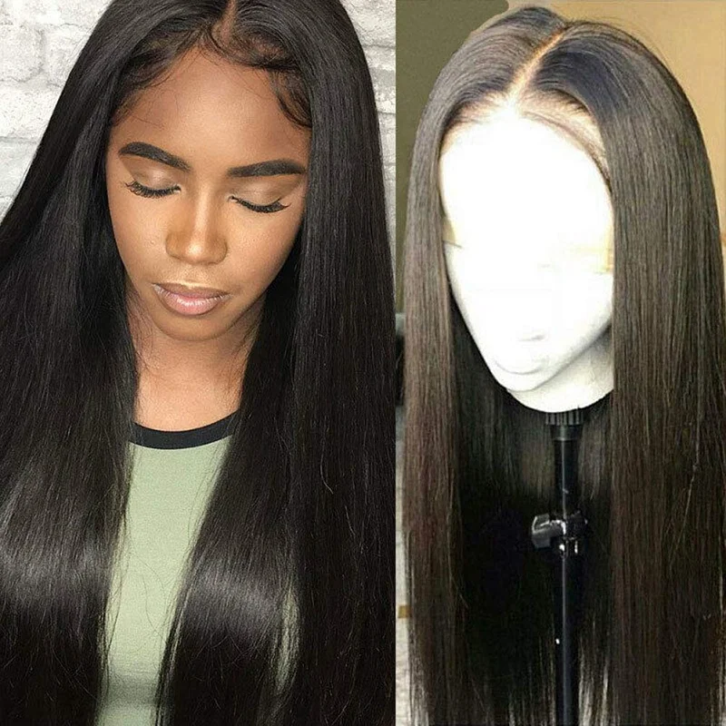 Парики из натуральных волос на кружевном фронте прямые волосы 4x1 парик с кружевом