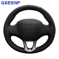 car steering wheel covers non slip handsewing comfortable black genuine leather for peugeot 208 peugeot 2008 car special
