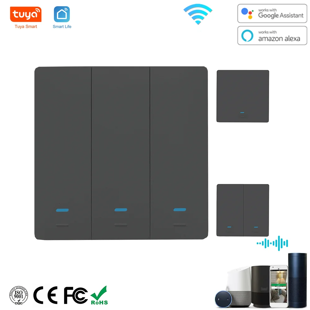 

Tuya Интеллектуальный переключатель Wi-Fi настенный Панель для Smart Home приложение дистанционного Управление ЕС Стандартный работать с Alexa Google Home...
