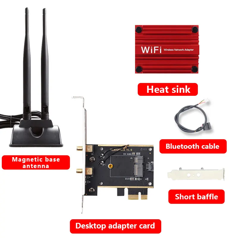 Карта адаптера подходит для беспроводных сетевых карт Wi-Fi с интерфейсом M.2 таких