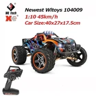 Wltoys 104009 1:10 2,4G гоночный автомобиль на радиоуправлении 45 кмч 4WD скоростной большой сплав Электрический пульт дистанционного управления гусеничный монстр-Трак игрушки для детей