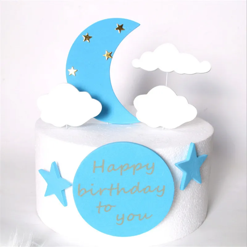 Детские украшения для душа 1 комплект луна звезда облако торт Топпер cakecup день