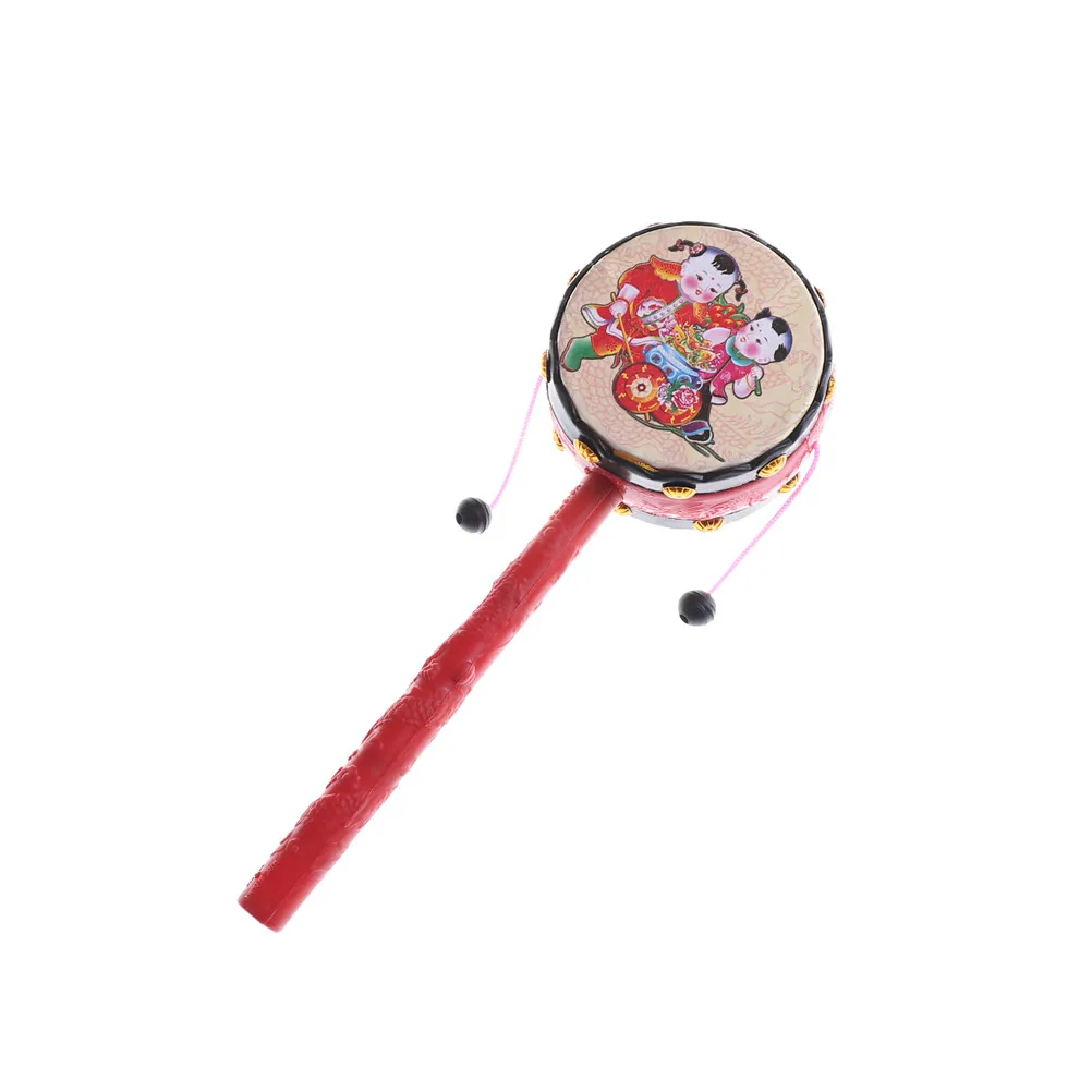 

One Piece Plastic Rattle Pellet Drum Cartoon Musical Instrument Toy for Child Kids Gift Chinese Style