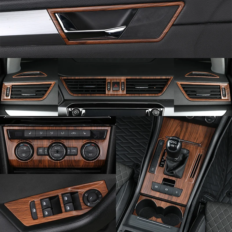 wood grain 2 Lsrtw2017 Отделка приборной панели центрального управления для автомобиля из нержавеющей стали для Skoda Superb - Название цвета: wood grain 2