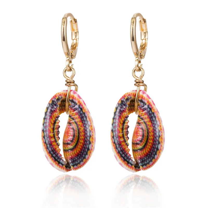 1 Пара Простой Милый Shell Звезда Роза Обруч Серьги Женщины Модный Золото Серебро