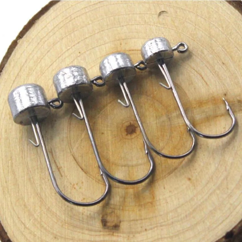 

Fishing Hooks 5pcs 2.5g/3.5g/4.5g/5.5g NED Lead Head Hook Soft Worm Bait Jigging Barbed Hook For Fishing Goods Accessories Sea