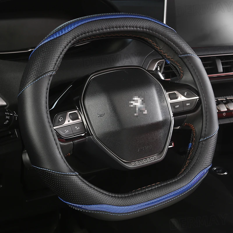 

For Peugeot 3008 4008 5008 Car Steering Wheel Cover Carbon Fibre + PU Leather Auto Accessories Interior Coche For Car Decor