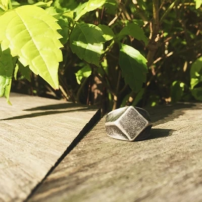 Мужское Винтажное кольцо-печатка OSR375 прямоугольное кольцо с плоским верхом из