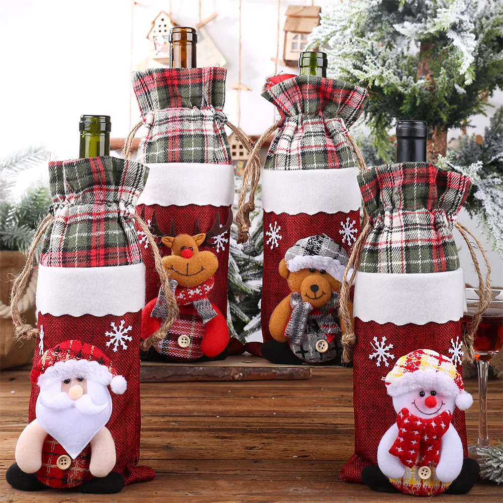 

Новые рождественские украшения, набор бутылок для красного вина с Санта-Клаусом, подарочный пакет для красного вина, сумка для красного вин...
