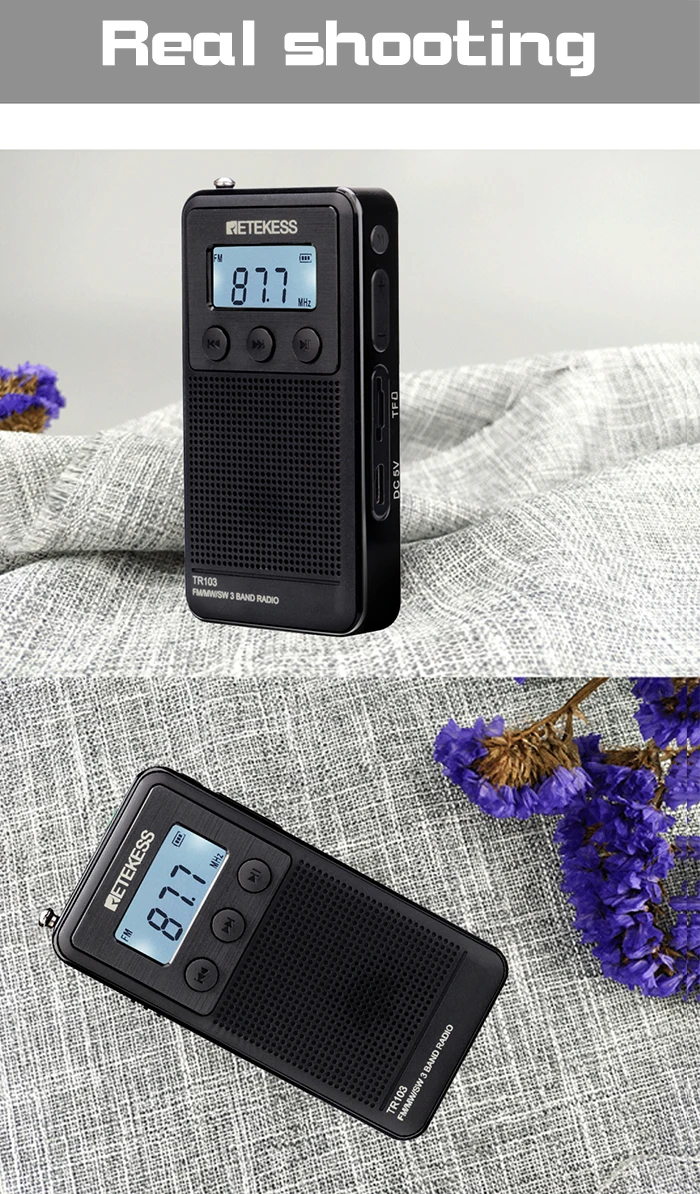 Retekess TR103 карман портативное мини-радио FM/MW/SW Цифровая настройка радио 9/10 кГц MP3 музыкальный плеер с Перезаряжаемые Батарея
