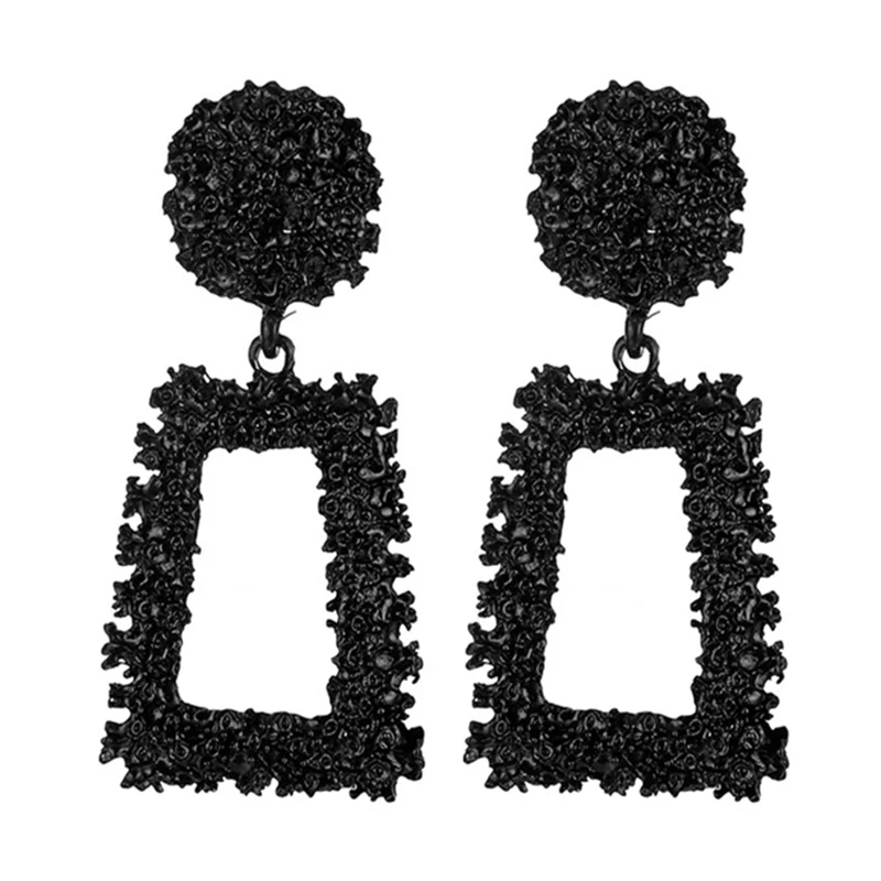 Black Color Винтажные серьги для женщин, золотые геометрические массивные серьги, металлические Висячие висячие серьги, модные современные ювелирные изделия - Окраска металла: Black Color