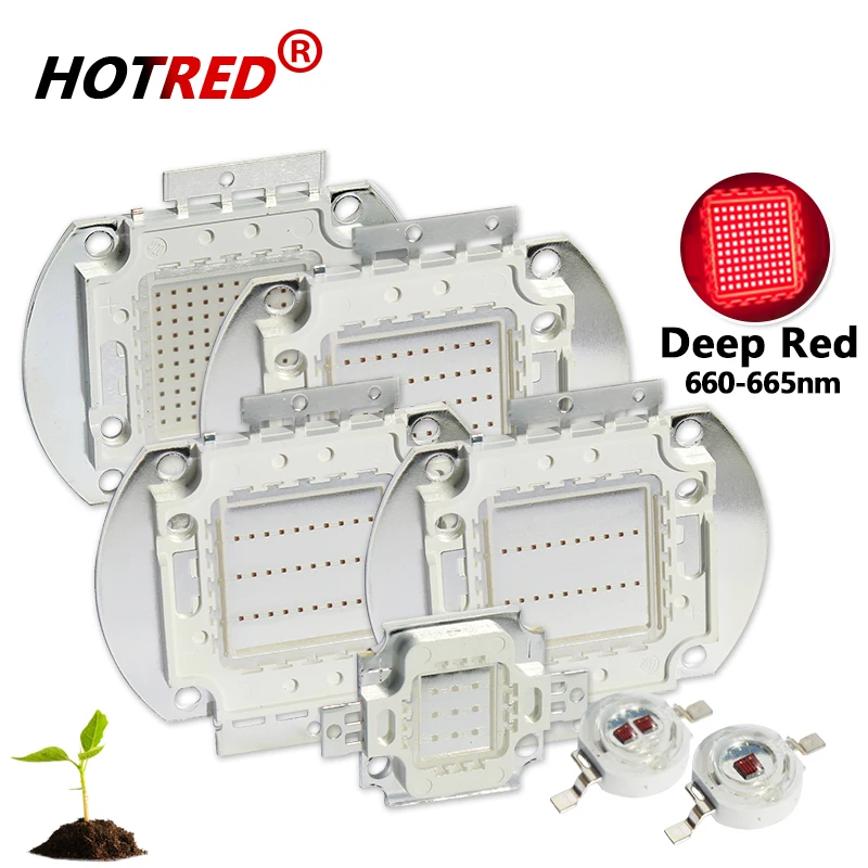 

1W 3W 5Ｗ 10W 20W 30W 50W 100W Deep Red 660nm Grow LED COB Chip DIY Plant Fruit Growth For 1 3 5 10 30 50 100 W Watt Light Beads