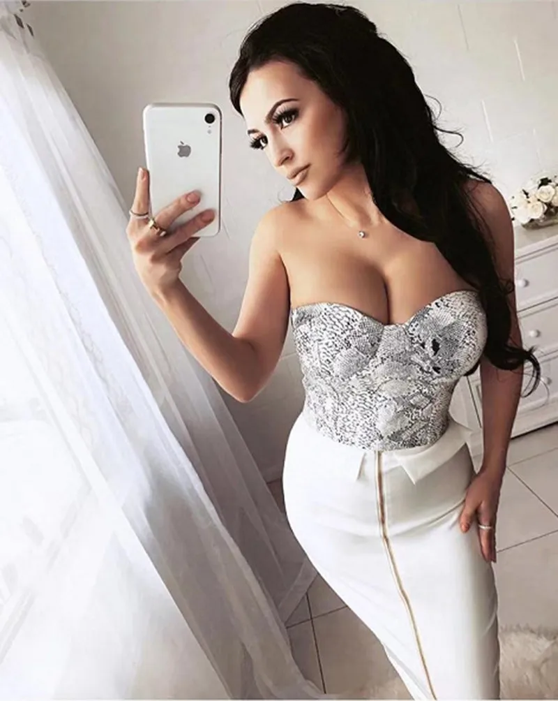 

Sexy Solid Zipper Knee Length Sexy Black White Celebrity Bodycon Bandage Women Skirt Evening Party Skirts