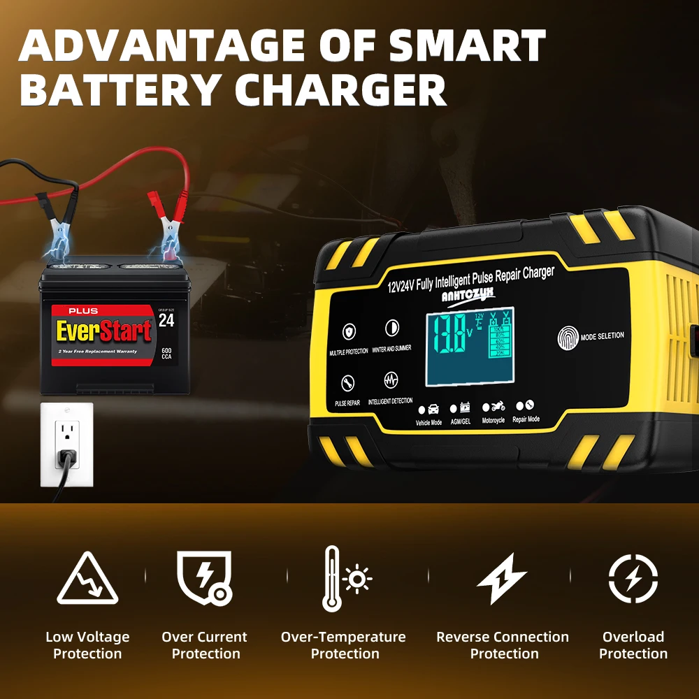12V 24V 10A зарядные устройства для аккумуляторов полностью автоматический цифровой