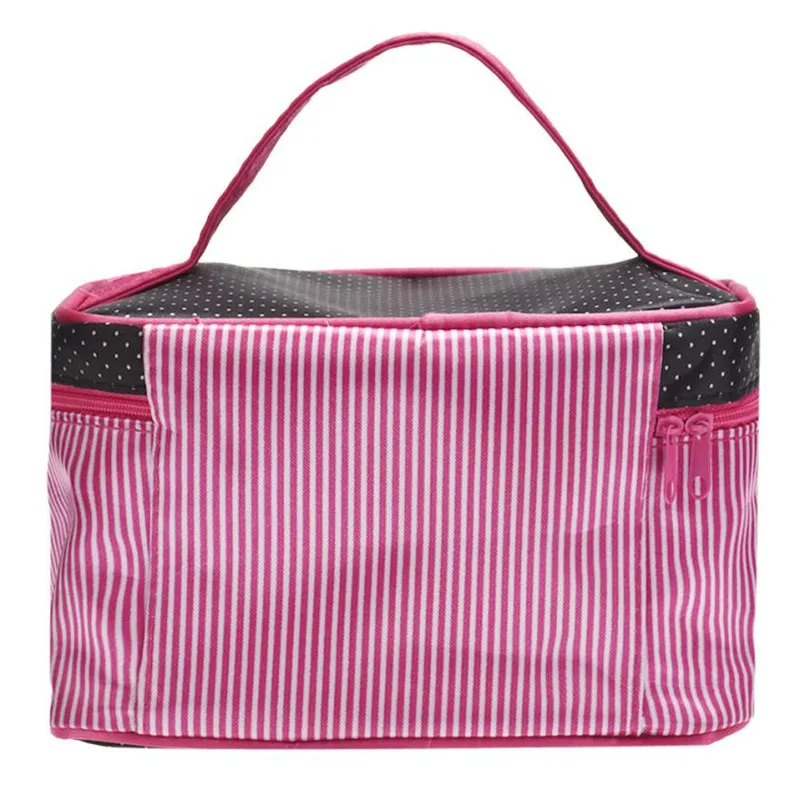 Designer Cosmetic Bags Women Bag Square Bow Stripe Dot Organizer Travel Makeup Case Box Necessaries | Красота и здоровье