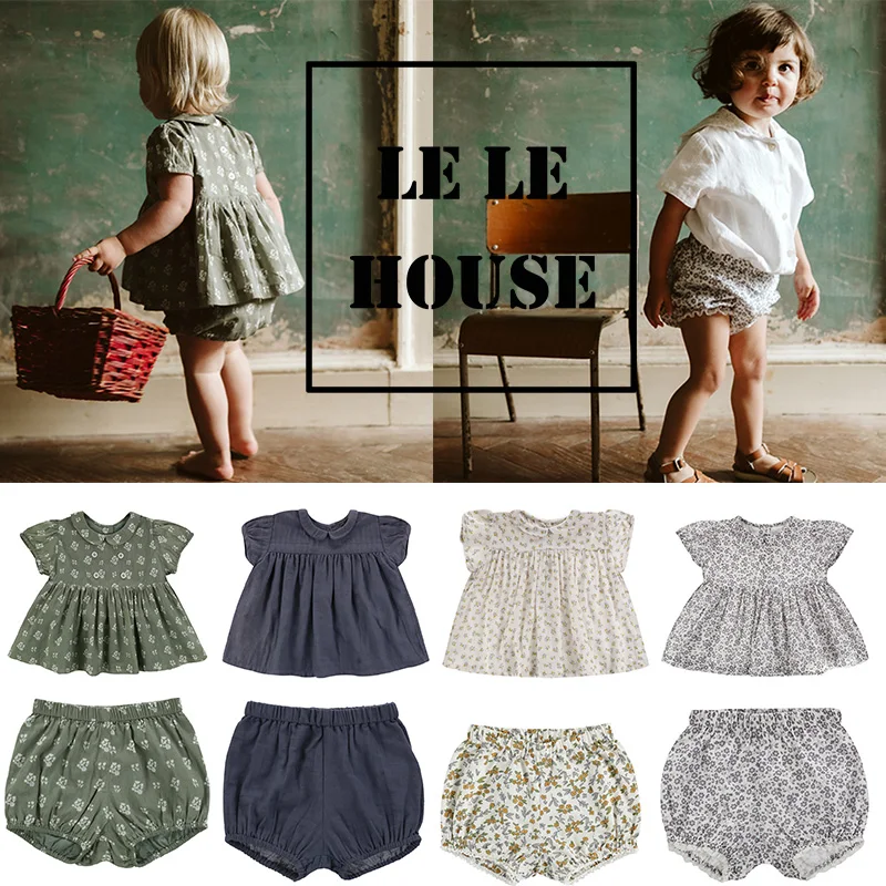 

LCC Brand Kids Girls Floral T shirt Sweet Mori Girl Short Sleeve Blouse LCC Child Peter Pan Collar Lovely Tops For Summer Brand
