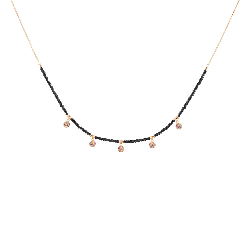 

Bohemia Colorful Round Zircon Pendant Necklace Gold Short Choker Necklaces For Women Fashion Geometric Jewelry 2020 New Dropship