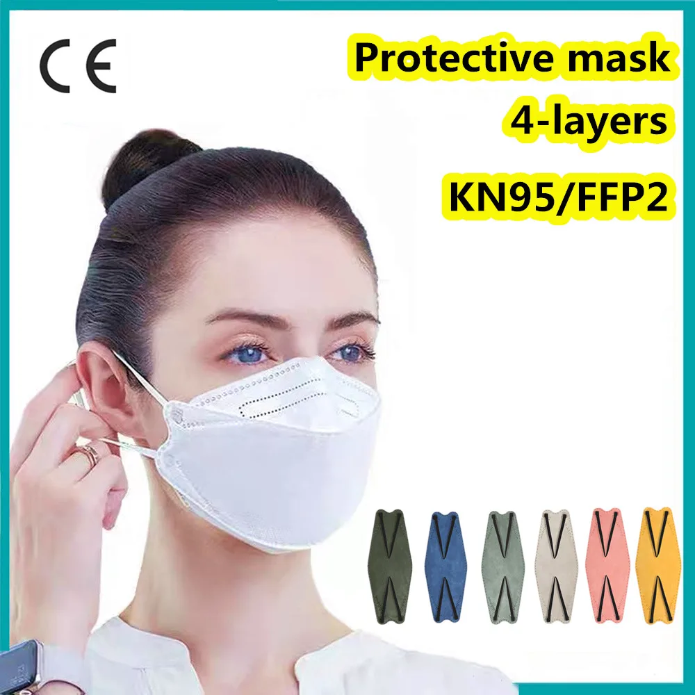 10-200PCS KN95 Fish Mask FFP2 Approved hygienic safety protective Respirator face mask ffp2reutilizable masks ffp2mask fpp2 |