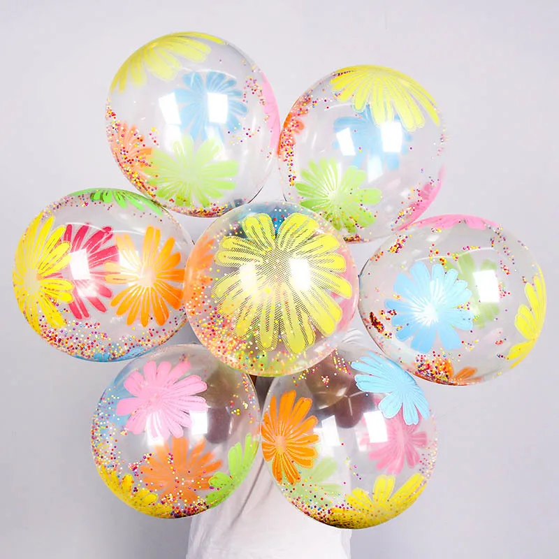100pcs Wedding Holiday Decoration Sequin Balloon 12 Inch Rose Gold Paper Scraps Transparent Latex | Ballons & Accessories