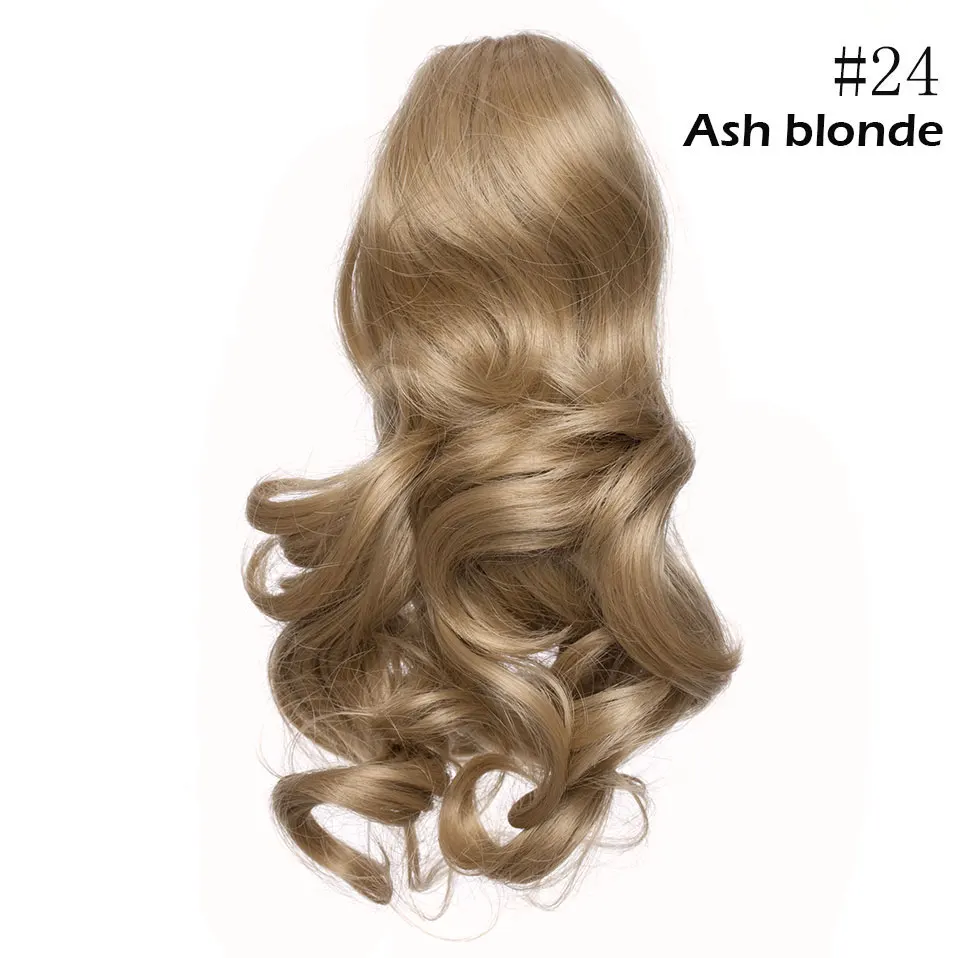 ash blonde SNOILITE 12 дюймов коготь клип в хвостик волосы удлиняющие синтетические Короткие волнистый хвост волосы для волос стиль шиньон для женщин - Цвет: ash blonde