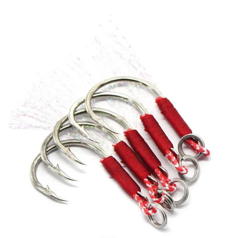

5Pcs/lot Fishing Hooks Set Barbed Single Circle Carp Fishinhook Fly Fishing Tackle With Thread Feather Roped 0.3g 0.4g 0.6g 0.9g