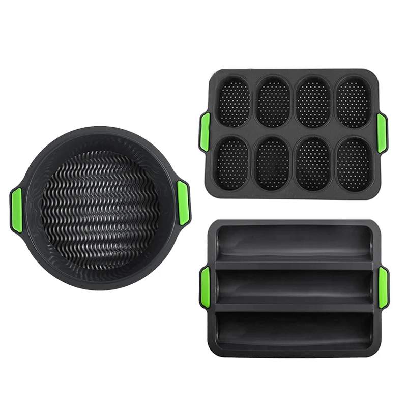 

3 Pcs Silicone French Bread Loaf Pans Non-Stick Silicone Bakeware Bread Mold for Homemade Cakes,Breads,Meatloaf & Quiche