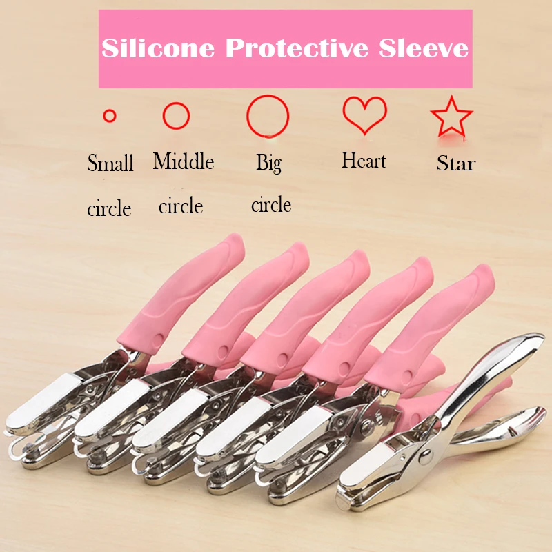 

Tenwin Hole Puncher Paper Heart Round Star Shape Metal Manual Scrapbook DIY Loose-Leaf Paper School Office Binding Stationery