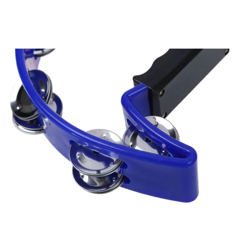

Tambourine Blue Hand Held with Double Row Metal Jingles Percussion Church Band