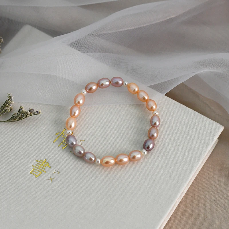 

Natural Freshwater Pearl Color Bracelet 925 Sterling Silver Button Jewelry for Women Gift 2021 New Charm Bracelet