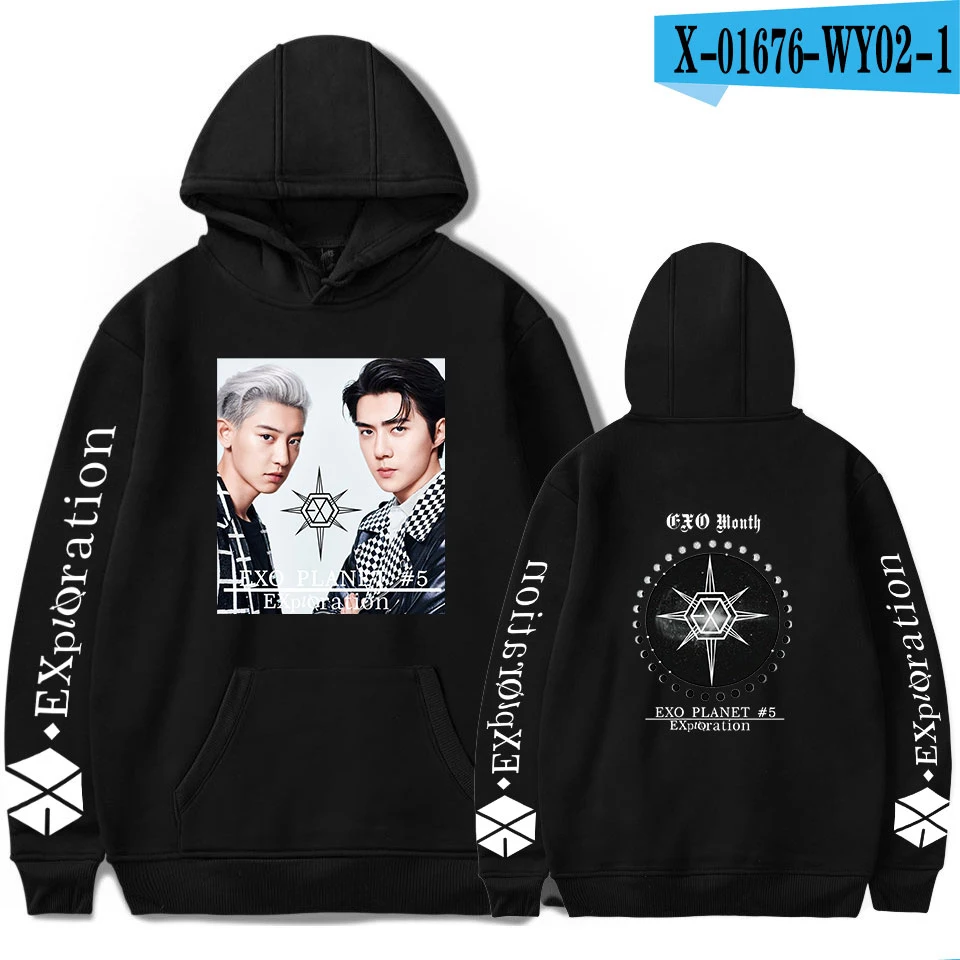 A Новое поступление EXO планета#5 толстовки Для мужчин повседневный пуловер уличная Толстовка Sudadera Hombre Male; EXO планета#5 Толстовка Для мужчин - Цвет: A