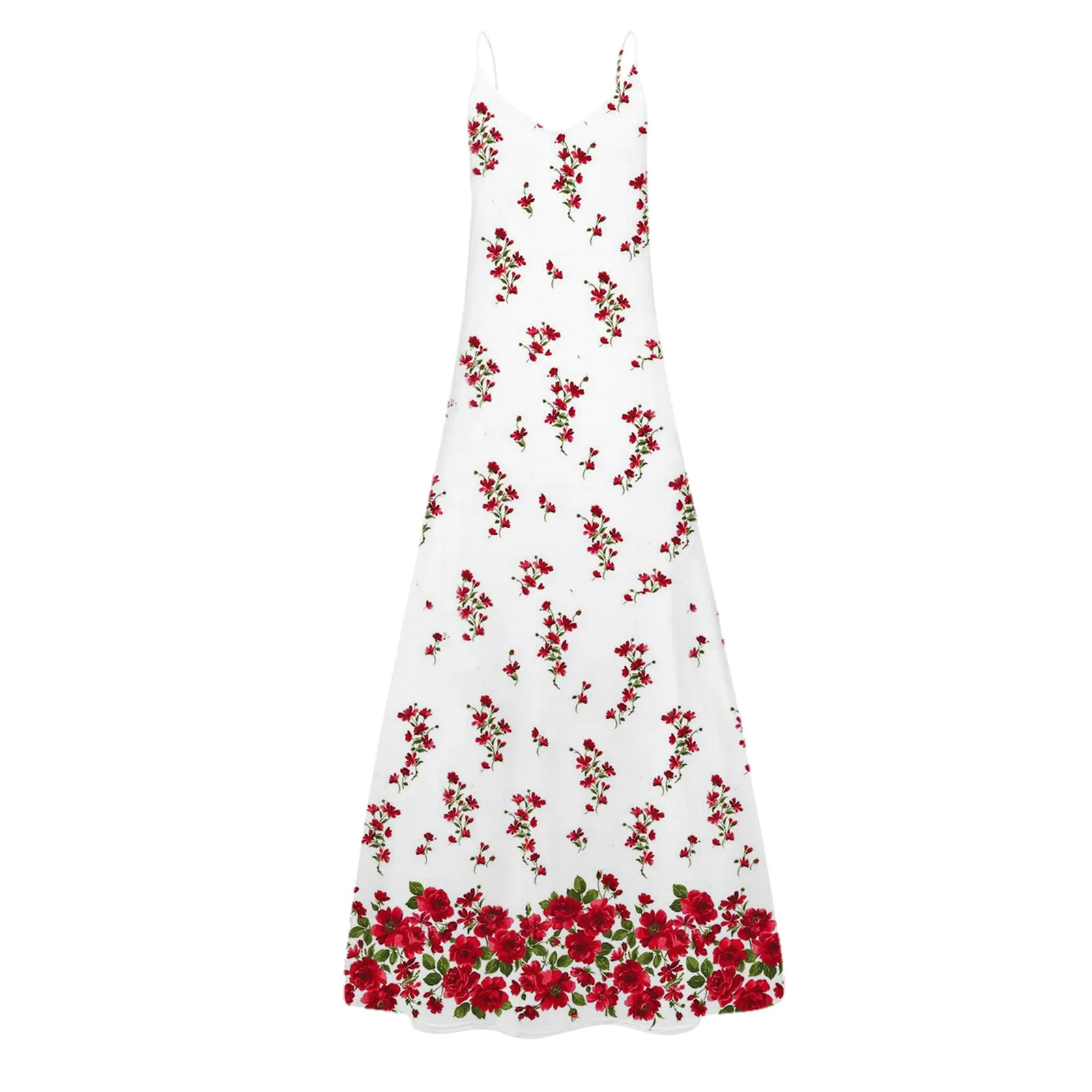 

New Summer Dress Women Fashion Bohemian Wind V-neck Halter Print Casual Long Skirt Dress Sundress Loose Dresses Femme Robe