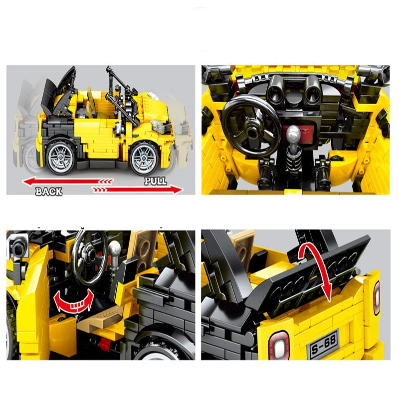 

SEMBO 310PCS+ Convertible Sportcar Model Building Bricks Children Educational Toys Yellow Racing Car DIY Assembled Blocks