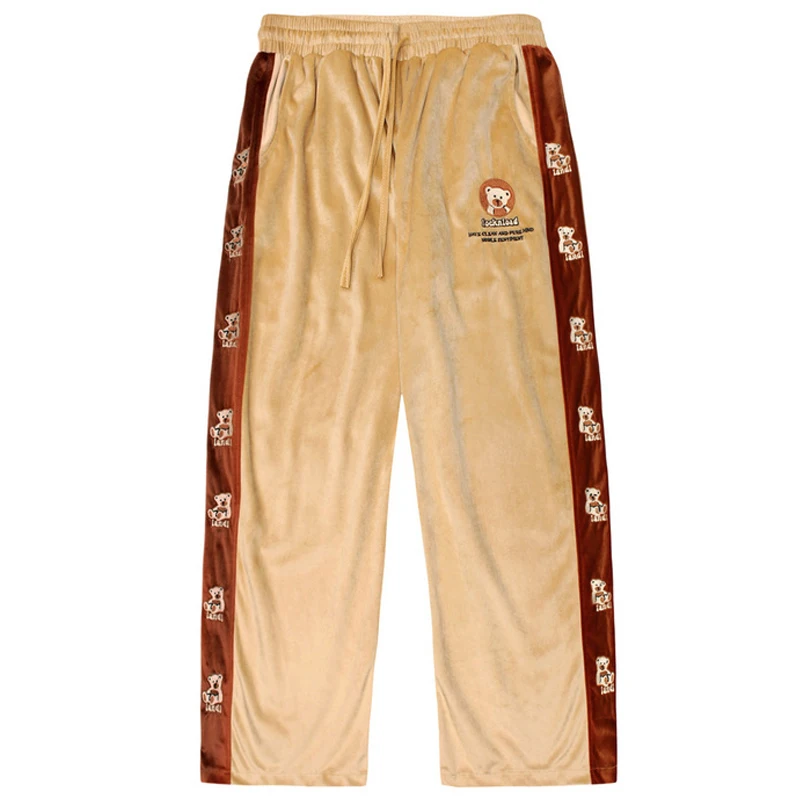 

Мужские бархатные брюки с вышивкой в виде медведя