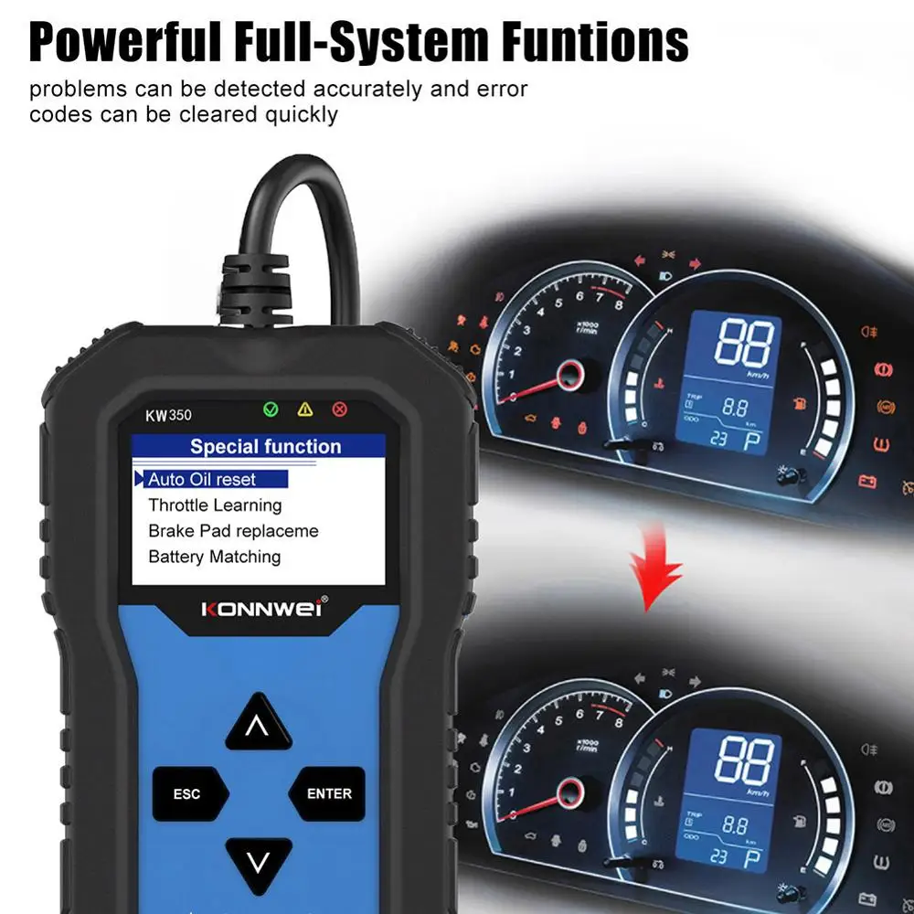 KONNWEI KW350 Профессиональный сканер OBD2 считыватель кодов автомобиля