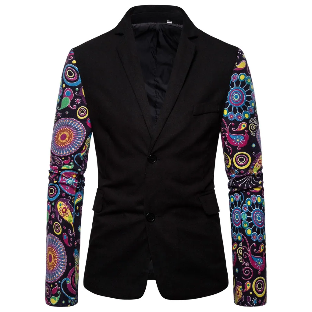 Блейзер Мужской с цветочным принтом приталенный силуэт блейзер для мужчин