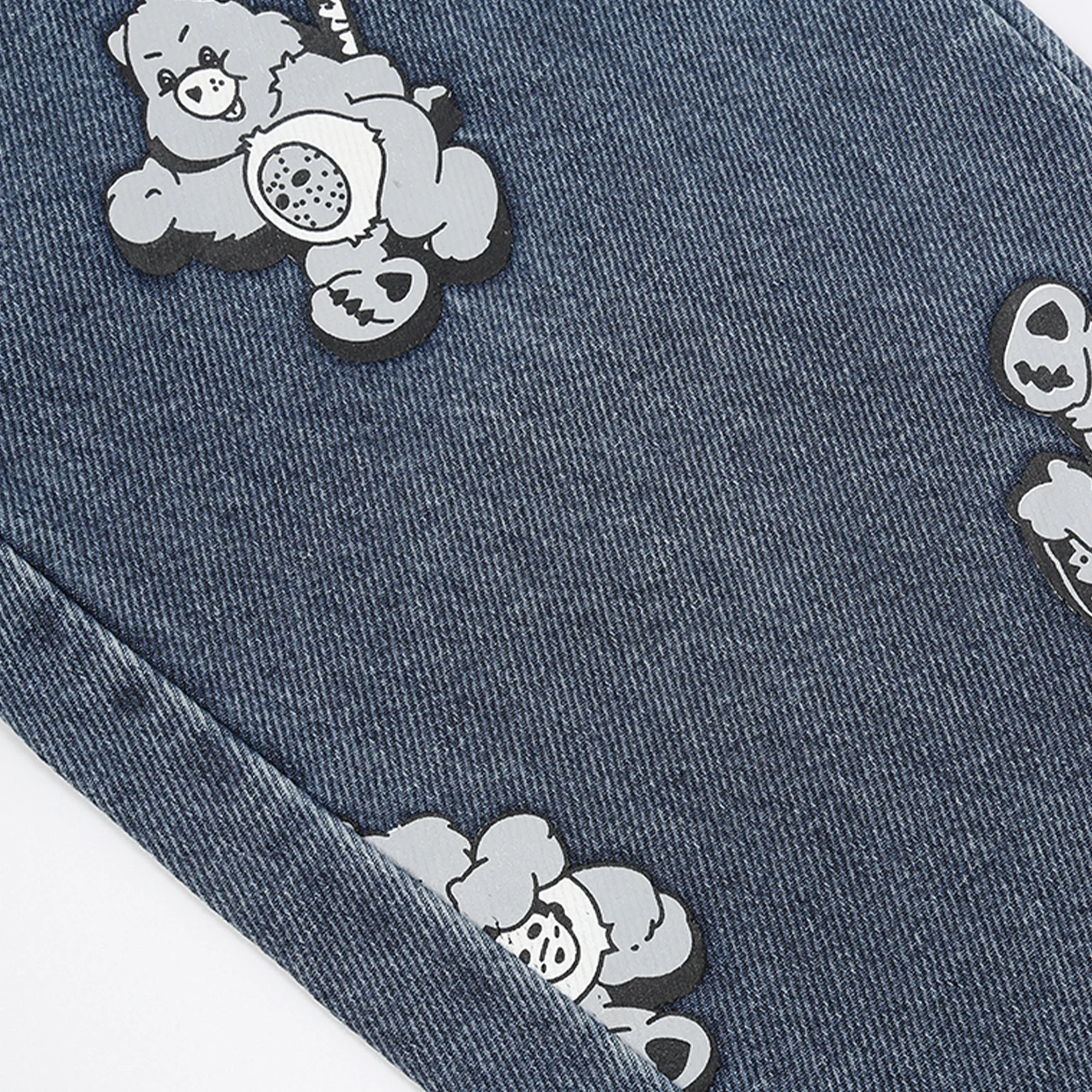 

Streetwear Retro Denim Baggy Pants Bear Pattern Full Print Harajuku Hip Hop Harem Joggers Vintage Jeans Men Spring