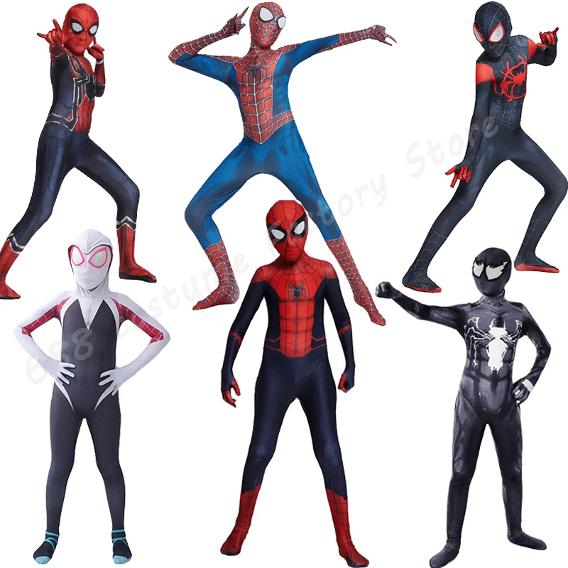 Высококачественный Детский костюм Человека-паука Супергерой лайкра