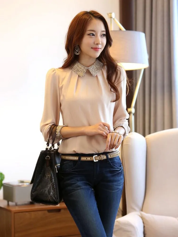 Женская рубашка Yauamdb модель сезона весна-осень женская шифоновая блузка с