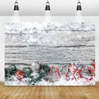 Фон для фотографий Laeacco с изображением зимних деревянных досок, рождественских сосновых веток, конфет, фотозона, фон для фотостудии