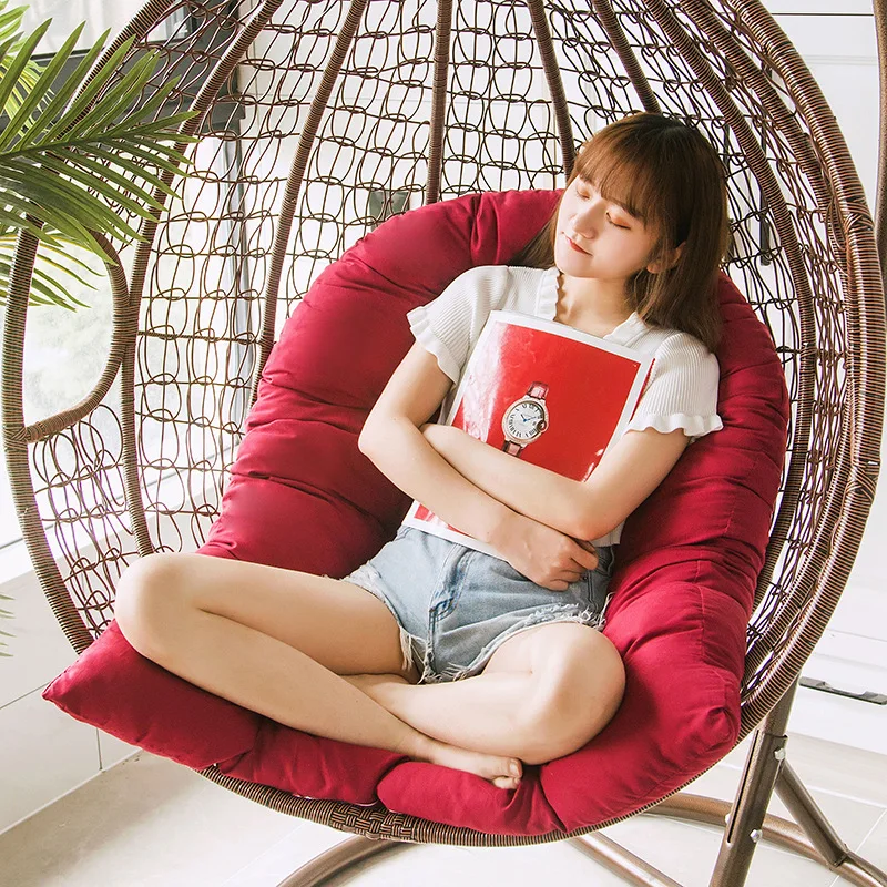 구매 다다미 해먹 의자 스윙 의자 쿠션 두꺼운 교수형 의자 쿠션 실내 옥외 발코니 교수형 바구니 좌석 패드 의자 없음