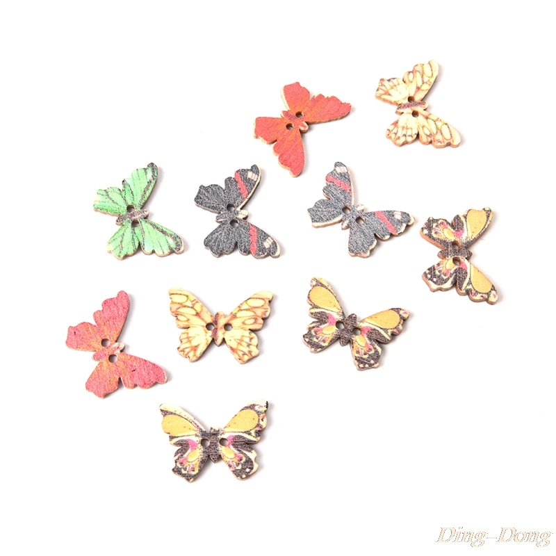 

50 шт красочные деревянные пуговицы с бабочками Швейные Скрапбукинг пуговиц для шитья для поделок DIY микс