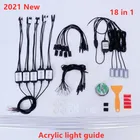 18 в 1 Автомобильный светильник Интерьер окружающего светильник акриловые полоски светильник с помощью приложения Управление DIY музыкальный плеер 8M RGB светодиодный Атмосфера волоконно-оптического диапазона