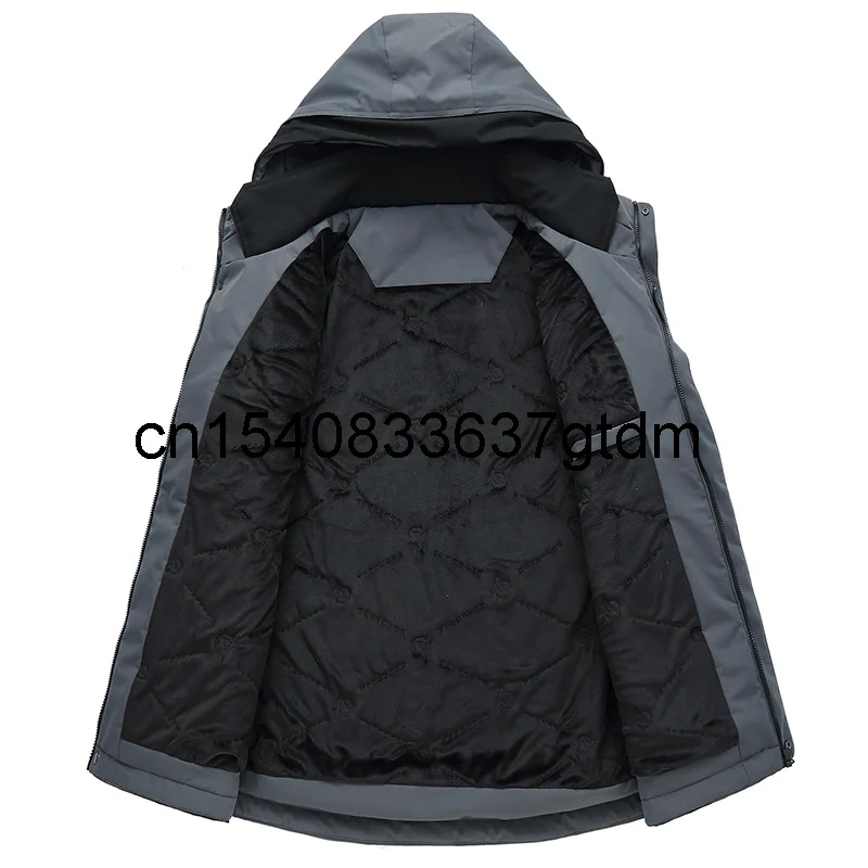 

Autumn and winter 2021 new young men's fattening plus size medium and long hooded plush cotton padded jacket for fat men