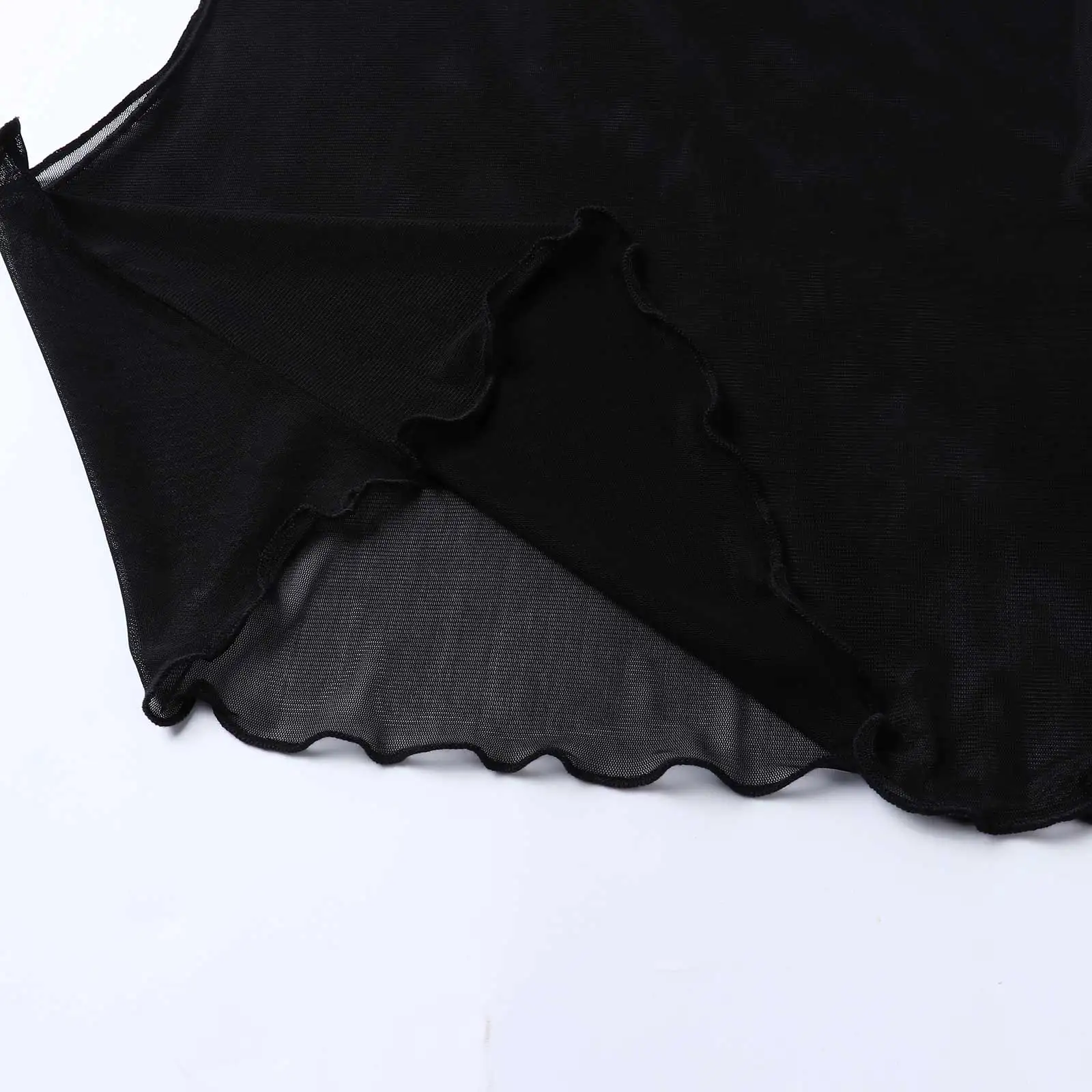 

Women Sexy Bottoming Shirt See Through Tulle Mesh Top Fake Collar Pleat Agaric Collar Undershirt Pullover Turtleneck Faux Collar