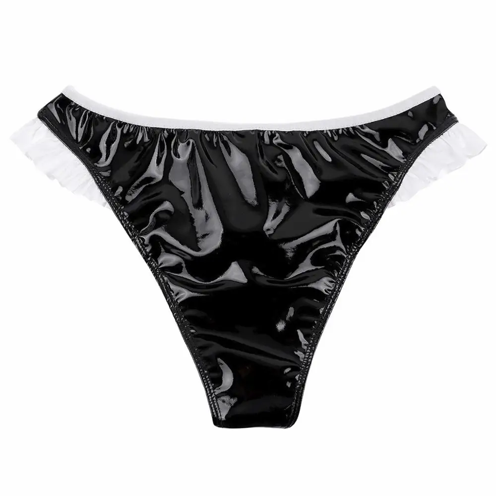 Сексуальное женское нижнее белье латексное блестящее кружевное бикини из